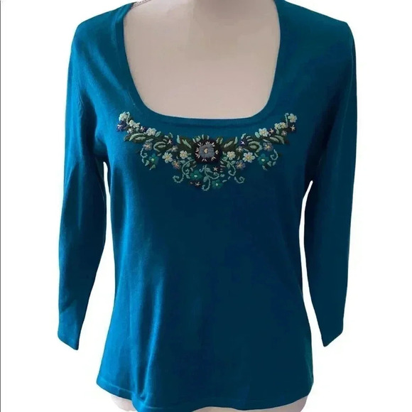 New York & Co. gorgeous teal sweater size M NWT - Picture 1 of 8